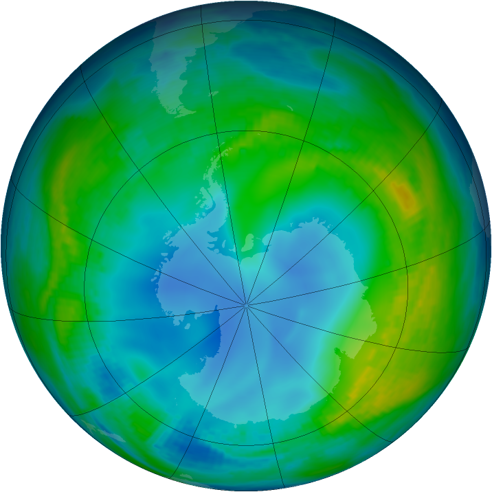 Antarctic ozone map for 20 May 1986